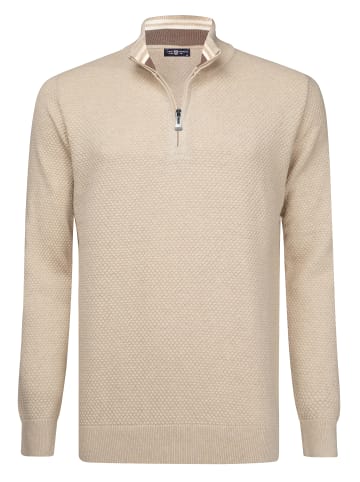 JIMMY SANDERS Halb-Reißverschluss-Pullover in Beige