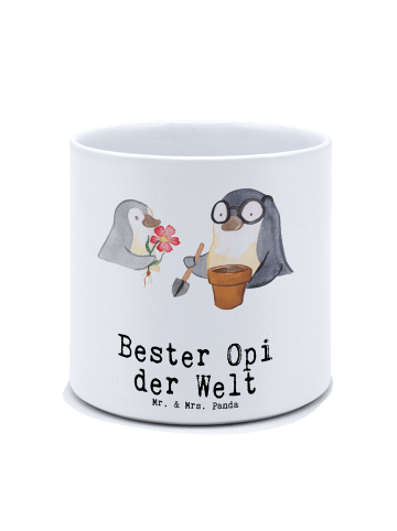 Mr. & Mrs. Panda Pflanzkübel Pinguin Bester Opi der Welt mit Spruch in Weiß