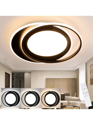 ZMH Deckenleuchte LED in Schwarz Modern 2 Ring 66W 3000K Warmweiß