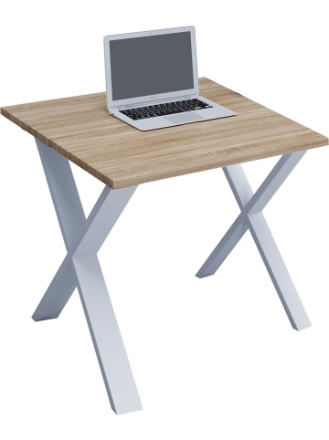 VCM  Schreibtisch Bürotisch Computertisch 80x80 Lona X in Weiß / Sonoma-Eiche