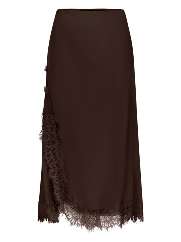 Zero Satinrock mit Spitze in Chocolate Plum
