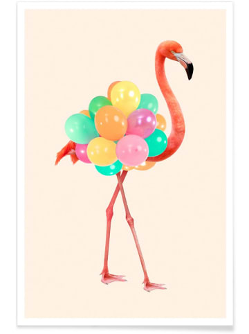 Juniqe Poster "Flamingo Party" in Rosa & Türkis