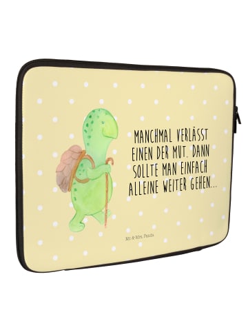 Mr. & Mrs. Panda Laptoptasche Schildkröte Wanderer mit Spruch in Gelb Pastell