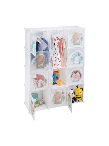 relaxdays Kinder-Steckregal in Weiß - (B)110 x (H)145 x (T)37 cm