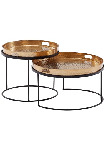 KADIMA DESIGN Couchtisch | 2er Set, Gold/Schwarz, Tablett, Rund in Gold