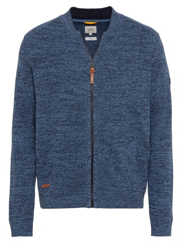 Camel Active Mouliné Strickjacke aus zertifiziertem Organic Cotton in Blau