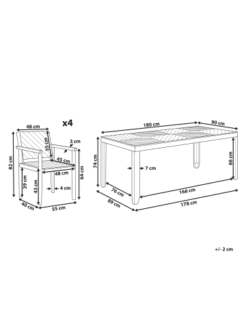 Beliani 5-tlg Gartentisch Set BARATTI in Braun
