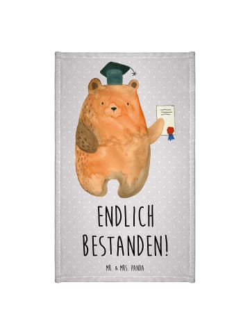 Mr. & Mrs. Panda Handtuch Bär Prüfung mit Spruch in Grau Pastell