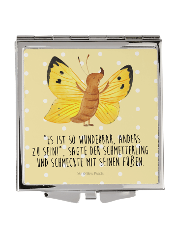 Mr. & Mrs. Panda Handtaschenspiegel quadratisch Schmetterling Zi... in Gelb Pastell