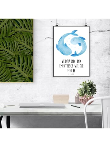 Mr. & Mrs. Panda Poster Sternzeichen Fische mit Spruch in Weiß