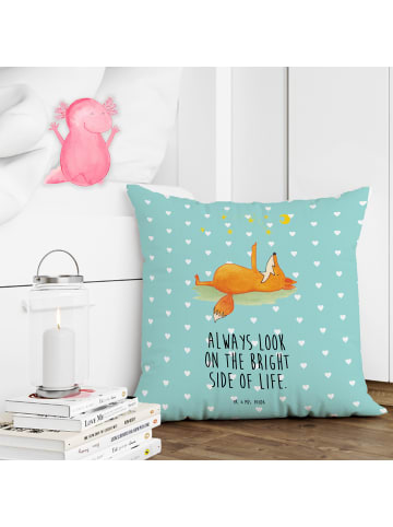 Mr. & Mrs. Panda Kissen 40x40 Fuchs Sterne mit Spruch in Türkis Pastell