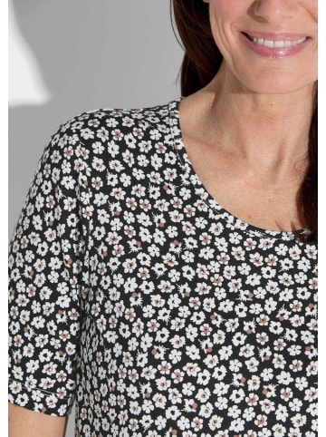 GOLDNER Shirt in schwarz / weiß / braun / gemustert