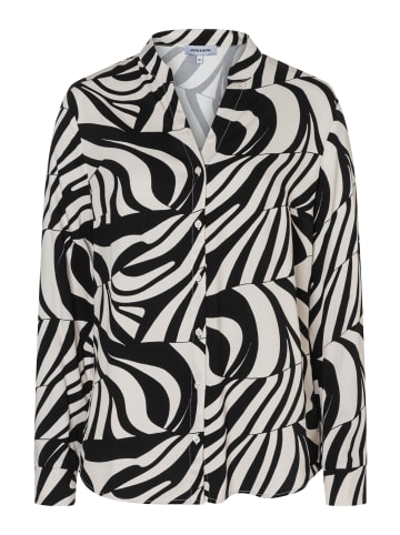 More & More stylishe Langarmbluse, Alloverprint in black/offwhite