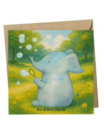 Mr. & Mrs. Panda Grußkarte Elefant Seifenblasen Design ohne Spruch in Weiß