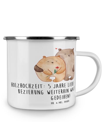 Mr. & Mrs. Panda Haferl 5. Hochzeitstag Holzhochzeit mit Spruch in Weiß