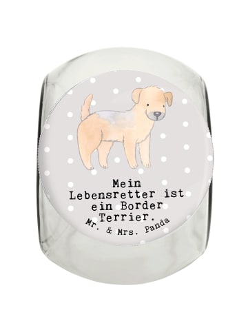 Mr. & Mrs. Panda Leckerli Glas Border Terrier Lebensretter mit S... in Grau Pastell