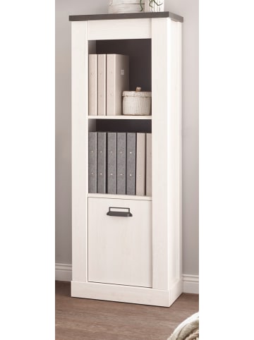 Furn.Design Regal weiß Pinie, anthrazit, Landhaus, Regalschrank 51 x 146 cm
