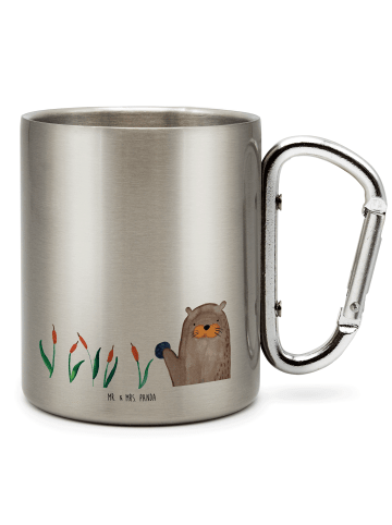 Mr. & Mrs. Panda Thermobecher Otter Stein ohne Spruch in Silber
