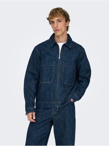 ONLY & SONS Jeansjacke in Dark Blue Denim