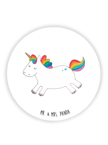 Mr. & Mrs. Panda Rund Magnet Einhorn Happy ohne Spruch in Weiß