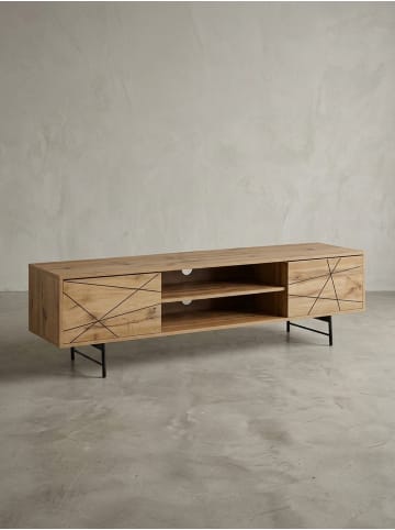 KADIMA DESIGN Eiche TV-Unterschrank, modernes Linienmuster, 160cm breit, robust