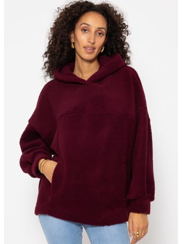 SASSYCLASSY Oversize Teddy Sweatshirt mit Kapuze in Burgundy