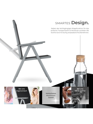 tectake Aluminium Sitzgruppe Stabia, Tisch mit Sicherheitsglasplatte und Ausgleichsschra