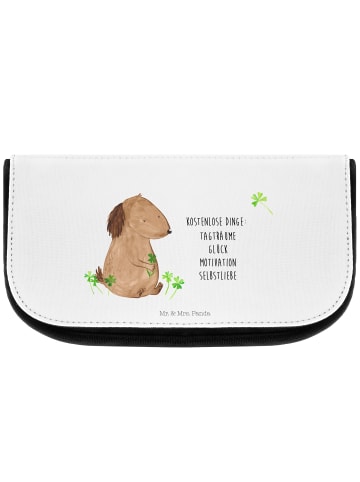 Mr. & Mrs. Panda Beauty Bag Hund Kleeblatt mit Spruch in Weiß