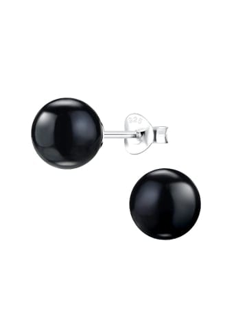 Alexander York Ohrringe, Ohrstecker PERLE 8 mm schwarz in 925 Sterling Silber, 2-tlg.
