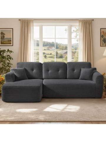 VASAGLE Ecksofa Camila in Grau - (B)242 x (H)73 x (T)152 cm