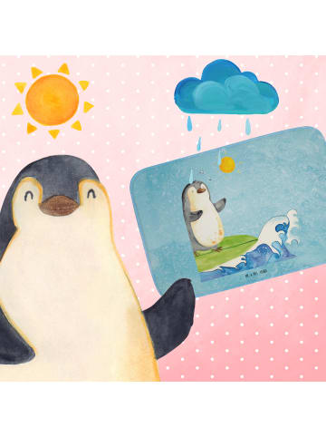 Mr. & Mrs. Panda Badezimmerteppich Pinguin Surfer ohne Spruch in Eisblau
