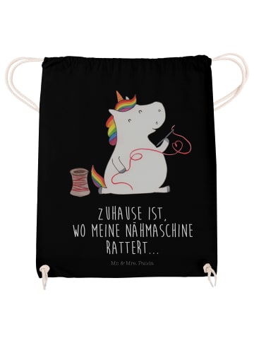 Mr. & Mrs. Panda Sportbeutel Einhorn Näherin mit Spruch in Schwarz