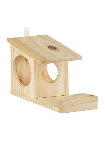 relaxdays Eichhörnchen Futterhaus in Naturfarben - (B)14x (H)17,5 x (T)25 cm