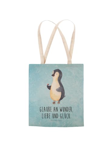 Mr. & Mrs. Panda Stoffbeutel Pinguin Marienkäfer mit Spruch in Eisblau