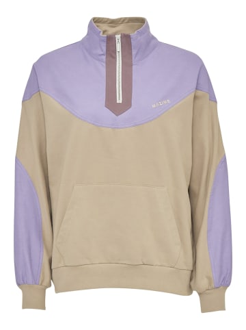 MAZINE Sweatshirt Vera Half Zip in purple haze/light taupe