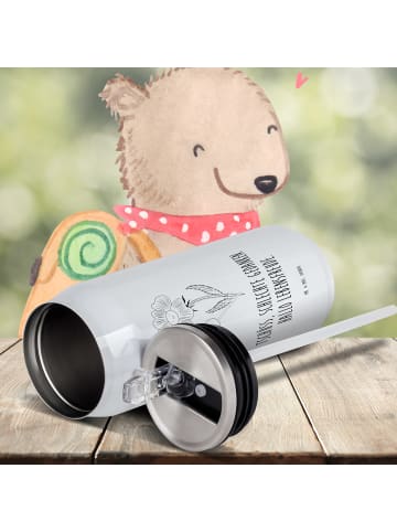 Mr. & Mrs. Panda sport trinkflasche Blume HageRundunge mit Spruch in Weiß