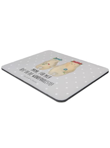 Mr. & Mrs. Panda Mouse Pad Bären mit Blumenkranz mit Spruch in Grau Pastell