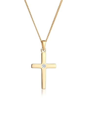 Elli DIAMONDS  Halskette 585 Gelbgold Kreuz in Weiß