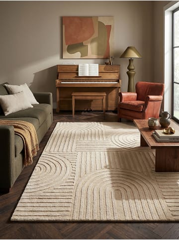 KADIMA DESIGN Handgetufteter Wollteppich in Pastellfarben in Beige