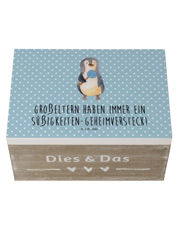 Mr. & Mrs. Panda Holzkiste Großeltern Süßigkeiten mit Spruch in Blau Pastell