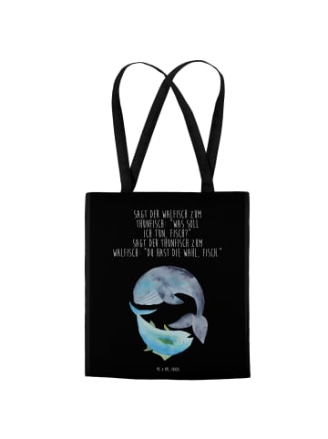 Mr. & Mrs. Panda Henkeltasche Walfisch Thunfisch mit Spruch in Schwarz