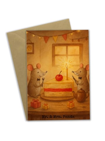 Mr. & Mrs. Panda Grußkarte Mäuse Kuchen Design ohne Spruch in Weiß