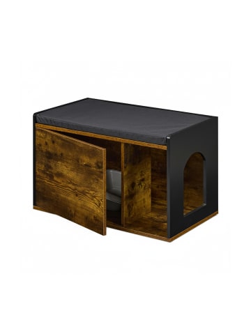 relaxdays Katzenkloschrank in Braun/ Schwarz - (B)75 x (H)45,5 x (T)43 cm