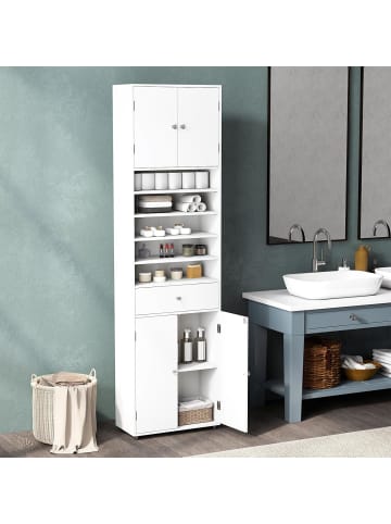 COSTWAY Badezimmerschrank mit Schublade 180 cm in Weiß