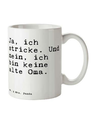 Mr. & Mrs. Panda Kaffeepott Ja, ich stricke. Und... mit Spruch in Weiß