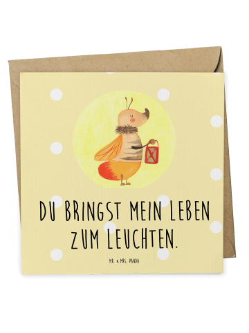 Mr. & Mrs. Panda Einladungskarte Glühwürmchen mit Spruch in Gelb Pastell
