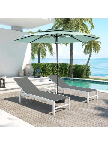 ABRIHOME Doppelseitiger Sonnenschirm in Hellgrün Ø300 cm mit Kurbel Ohne Plattenfuß