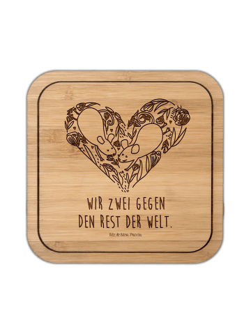 Mr. & Mrs. Panda Untersetzer quadratisch Mäuse Herz mit Spruch in Transparent
