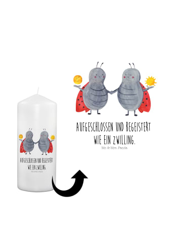Mr. & Mrs. Panda Kondolenzkerze Sternzeichen Zwilling mit Spruch in Weiß