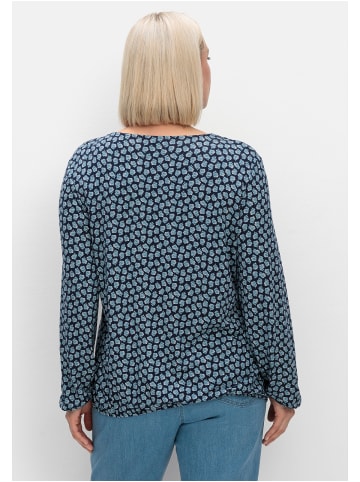 sheego Langarmshirt in nachtblau gemustert